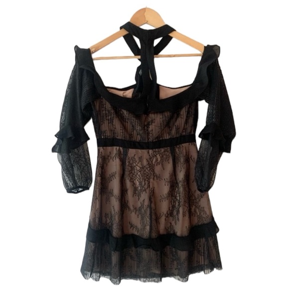 For Love And Lemons Black Margot Lace Mini Dress Size M - Picture 4 of 8